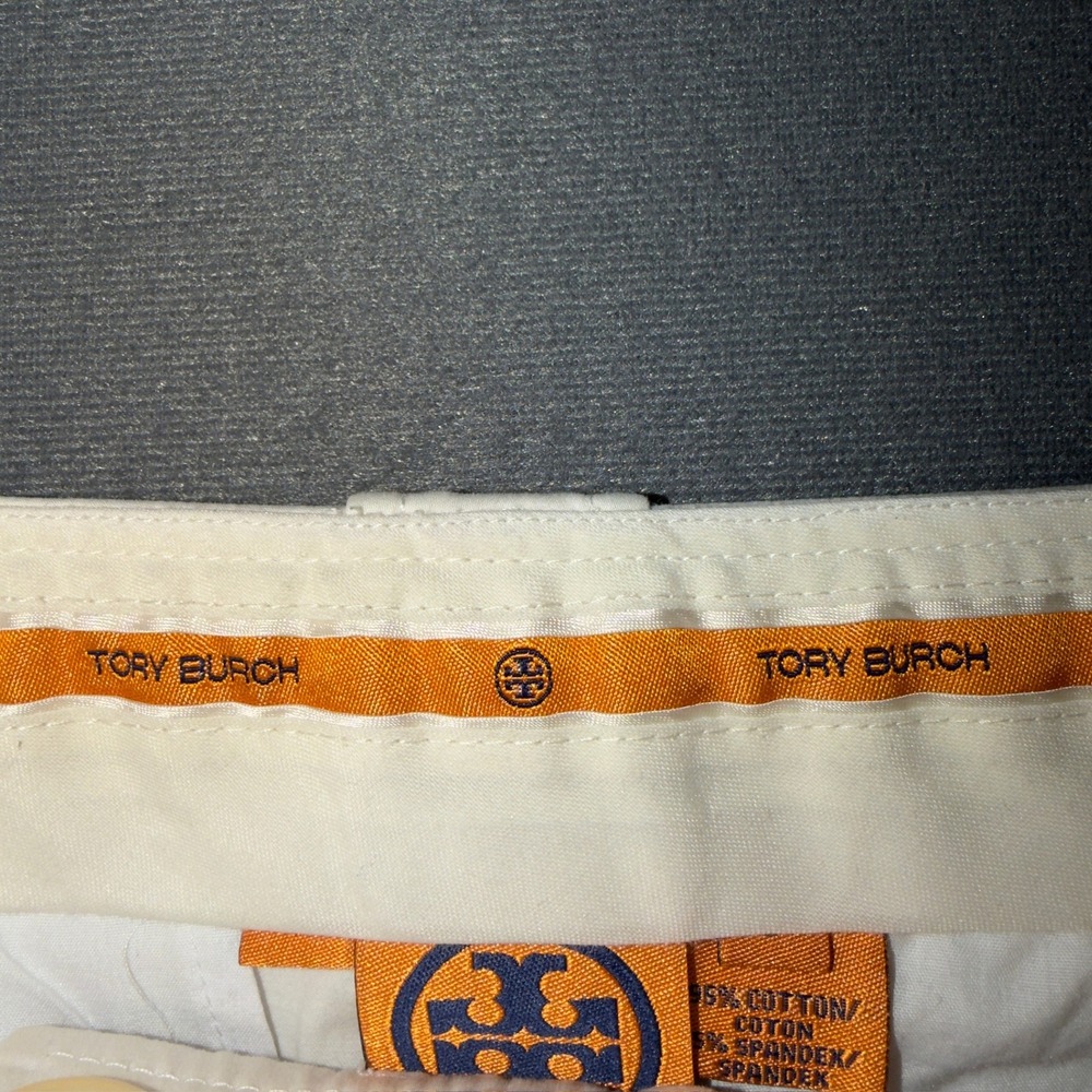 Tory Burch White Bermuda Shorts Logo Button Walking Shorts 12081220 Size 2 - Picture 3 of 9